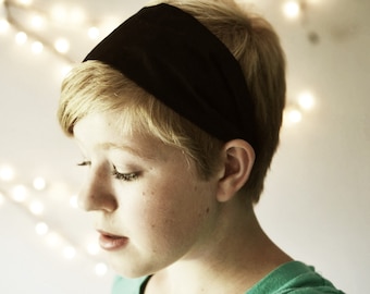 Headband Wide black fabric headband for women Mod style pixie hair cut  hair accessories for short hair no slip inch