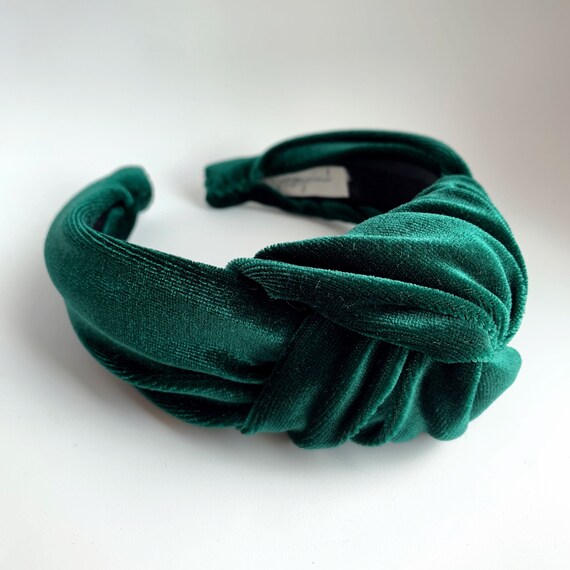 Velvet Headbands for Women Emerald Green Topknot Headband | Etsy