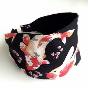Japanese Headbands for women koi fish fabric hairband japanese head band black cotton hairband with lavender flowers asian jerseymaid