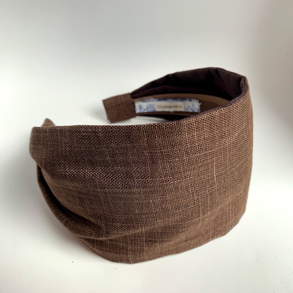 Neutral Brown Headband - brown sketch fabric - business attire for women - sophisticated hair band for women sevenberry made in Japan