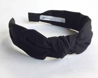 Headbands for women with bow narrow side knot headband Women&#39;s Fabric Headband side knot topknot bow Adult headband woman Woman . Black