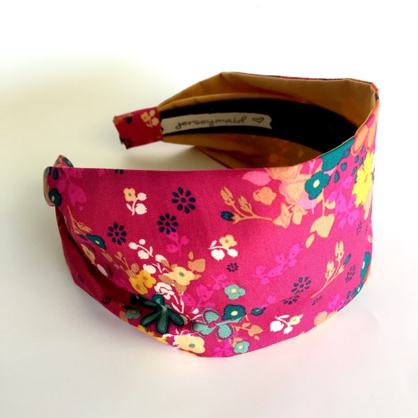 Fabric Headbands for Women - Flower head band women's Hairband - Wide Comfy No Slip hair bands for short hair pink spring