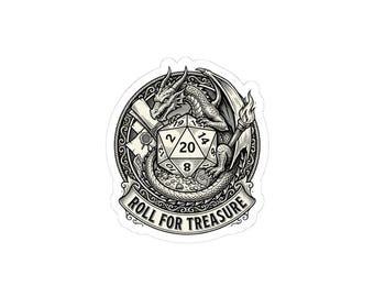 Dragon D20 Sticker | Fantasy RPG dice, Roll for Treasure kiss-cut decal