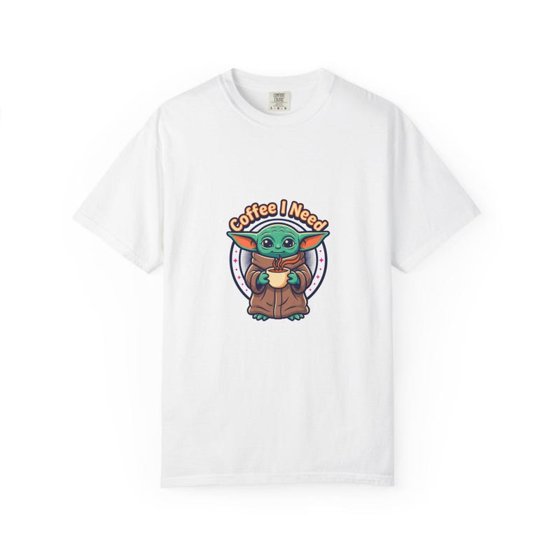 Grogu Needs Coffee Garment-Dyed T-shirt image 1