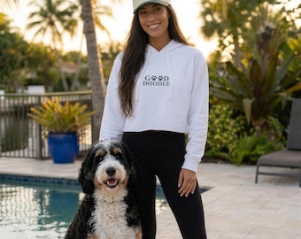 Doodle Mom Crop Hoodie, Cropped Dog Mom Sweatshirt, Bernedoodle Gift for Her, Trendy Dog Lover Crop Top