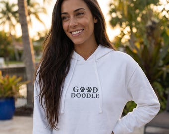 Good Doodle crop hoodie | Bernedoodle-sweater met moeder | Doodle hondenhoodie | Gewas pootafdruk | Cadeau hond moeder