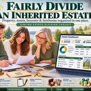 Sibling Estate Division Toolkit | Inheritance Split & Buyout Calculator | Divide Inherited Assets Fairly | Excel Google Sheets Template