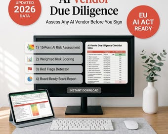 Kit de herramientas de cumplimiento para proveedores de IA 2026. Evaluación de riesgos de la Ley de IA de la UE y el RGPD (PDF, Excel).