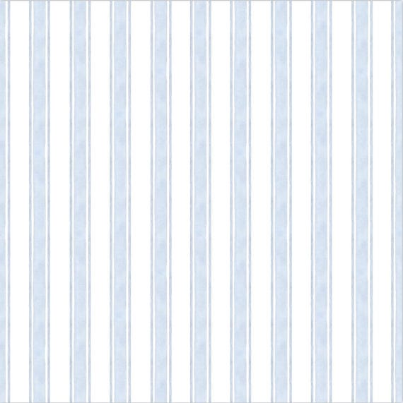 French Watercolor Fabric Blue Vertical Stripe Fabric Grand Millennial Fabric Simple Cottage Fabric 100% Cotton Fabric By The Half Yard