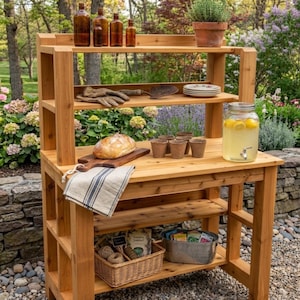 Potting Bench Plans | DIY Garden Workstation Blueprint | Outdoor Planting Table Guide | Rustic Wood Garden Bench | Backyard Hobby Station