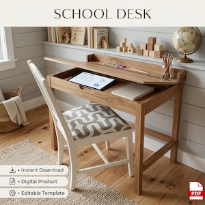 School Desk Build Plans | DIY Kids Study Desk Blueprint | Children’s Wooden Desk with Storage | Easy Woodworking Project | Digital Download