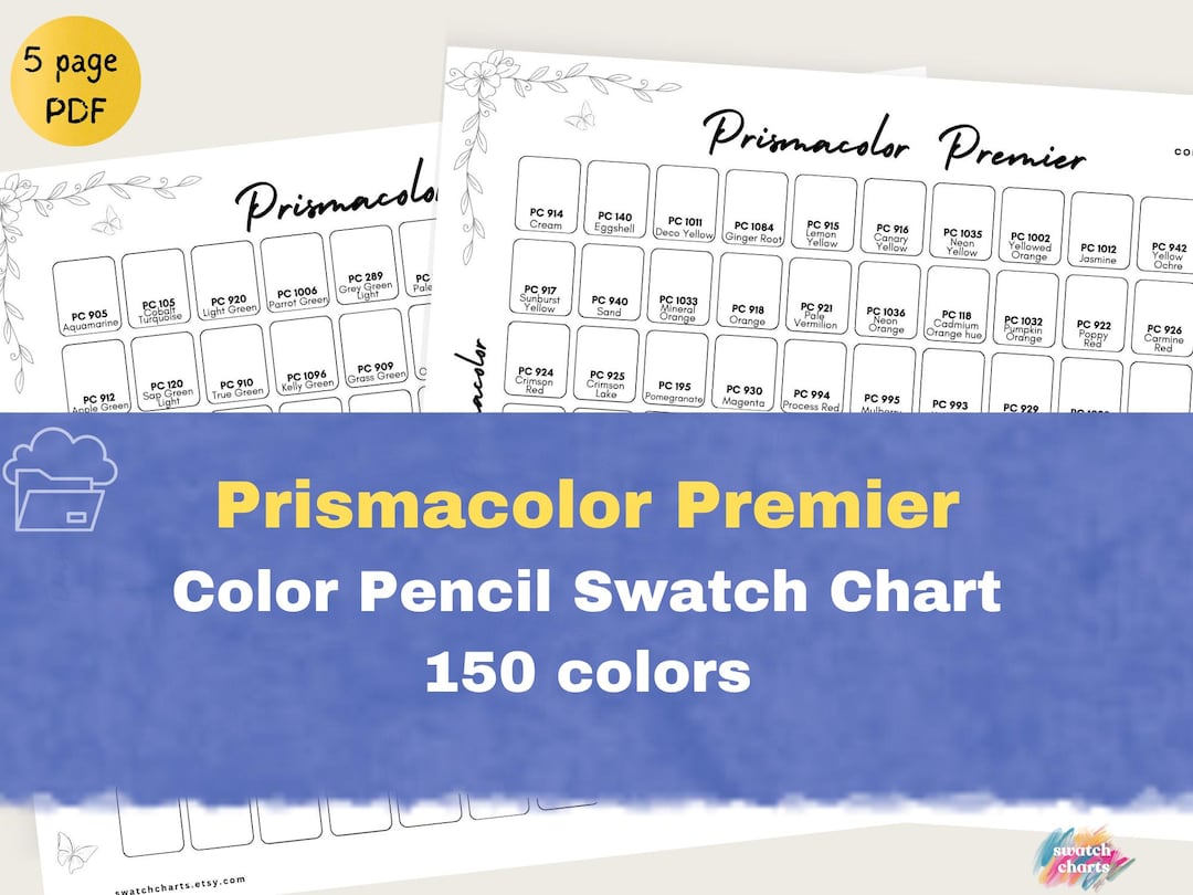 Prismacolor Premier 150 Colored Pencil Swatch Chart (digital Download ...