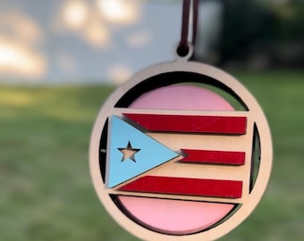 Puerto Rico Car Charm with Scented Air Freshener – Boricua Rearview Mirror Accessory