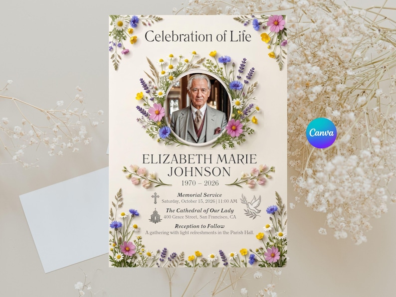 Funeral Program Template |burgundy Memorial Service Program| Editable ...