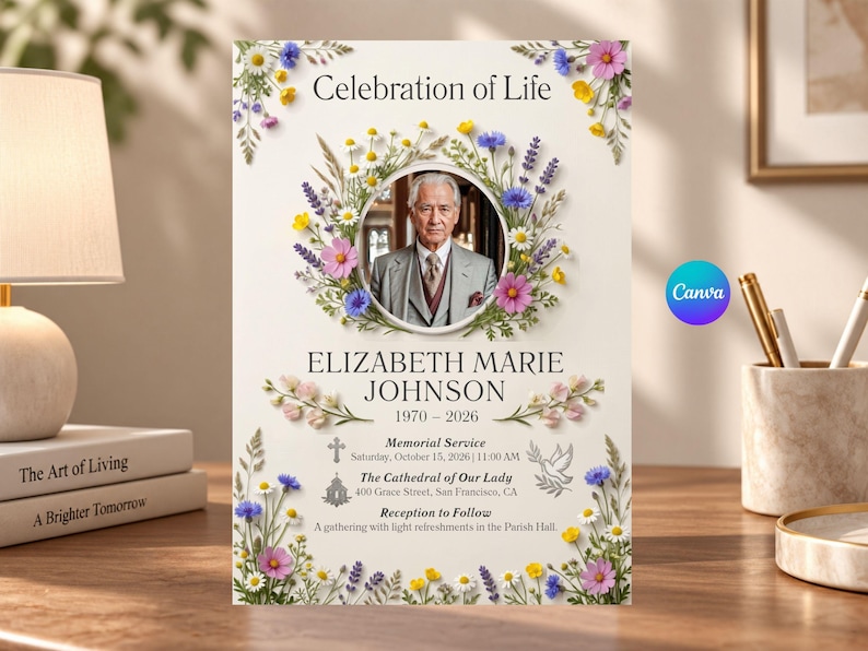 Funeral Program Template |burgundy Memorial Service Program| Editable ...