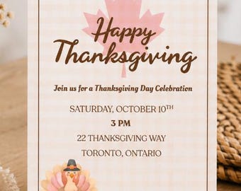 Canadian Thanksgiving Invitation • Fall Harvest Dinner Invite • October Party Printable • Autumn Leaves Design • Digital Download