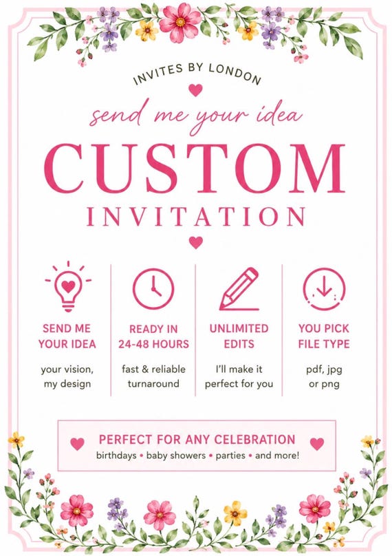 Custom Invitation Design • Made-to-Order Party Invite (Digital Download)