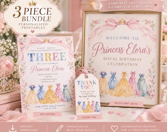 Custom Design Birthday Party or Wedding Bundle • Personalized Made-to-Order Party nvitations, Welcome Sign, Labels, or Thank You Tags, Etc.