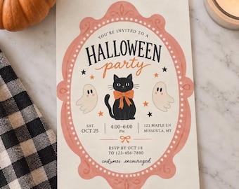 Chic Halloween Party Invitation | Trunk or Treat Invite, Trick or Treat Party | Fancy Spooky & Colorful Invitation (Digital Download)