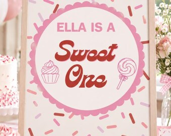 Sweet One Party Sign • Two Sweet Donuts and Ice Cream Birthday Decor • Sweets Theme Printable •  Birthday Sign • Digital Download