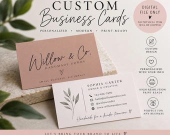 Custom Business Card Template | Editable Canva Business Card | Personalized Small Business Card | Modern Printable Business Cards