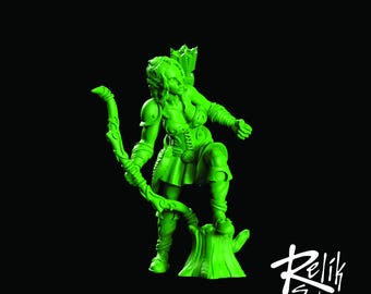 Archer Girl Wood Elf Model Pose C 28mm 32mm - Unpainted Resin Figure