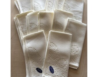 Vintage Quaker spetsmiddagsservetter NWT Parti med 12 krämfärgade bomullsblandningar USA 43 x 43 cm