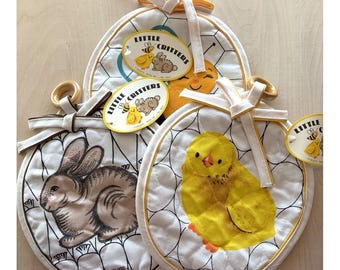 Vtg 1980s Potholder NWT LOT of 3 Quilted Little Critters Chick Bunny Bee Easter