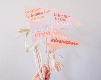 Camping S&#39;mores Printables, Pennant Flags, S&#39;mores, Camping, Take Me To The Mountains, Party Decor, Campfire, Summertime, Camping Crew