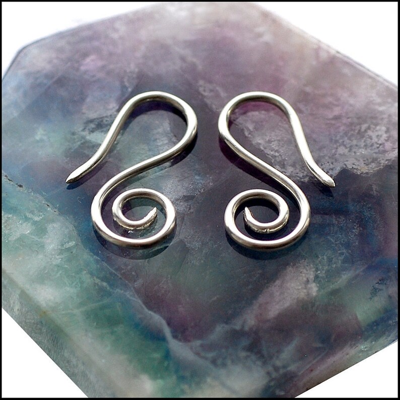 Hook Curl Silver Tribal Earrings image 1