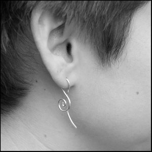 Treble Clef Curl Silver Tribal Earrings image 2