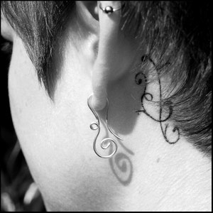 Hook Loop Spiral Silver Tribal Earrings image 2