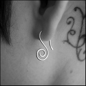 Hook Curl Silver Tribal Earrings image 2