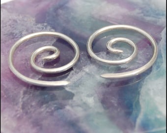 Small Spiral Curl Silver Tribal Earrings