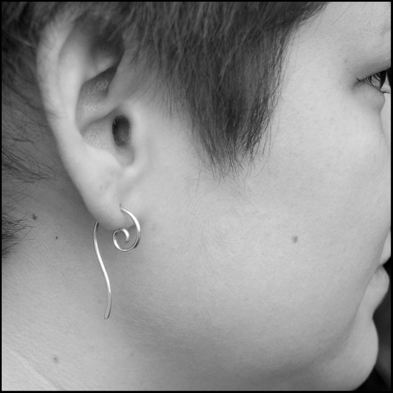 Long Spiral Silver Tribal Earrings image 2