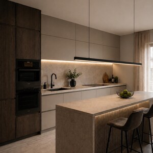 Black Linear LED Pendant Light | 1 m, 2 m, 3 m | Custom Made in Italy | 2700K, 3000K, 4000K, 6000K | For Kitchen Island and Table