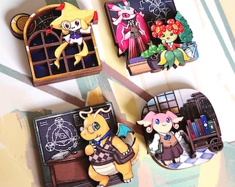 Poke Academia 1.5" Multidimensional Wood Pins