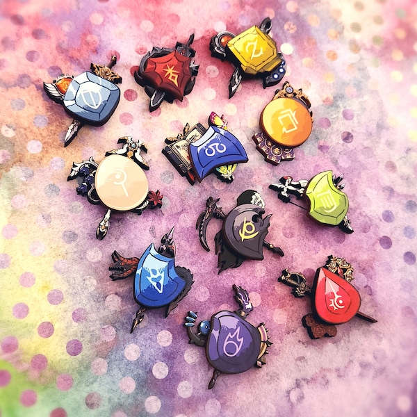 FFXIV Job Crystal 1.5" Multidimensional Wooden Pin