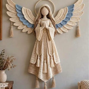 Crochet Angel Ornament Pattern, Large Angel Wall Hanging Crochet Pattern PDF, Christmas Angel Decor, 3D Guardian Angel Crochet