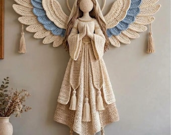 Crochet Angel Ornament Pattern, Large Angel Wall Hanging Crochet Pattern PDF, Christmas Angel Decor, 3D Guardian Angel Crochet