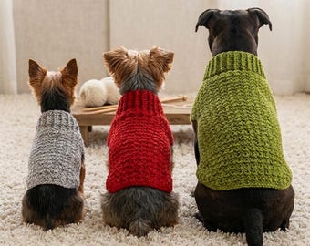 Adjustable Dog Sweater Crochet Pattern | Turtleneck Pet Jumper (PDF Download)