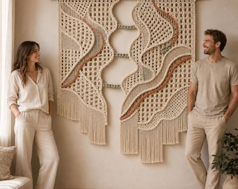 Patrón de tapiz de pared a crochet "Mareas Orgánicas", tapiz artístico bohemio de fibra (descarga en PDF)