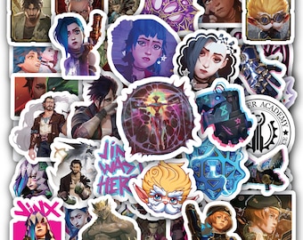 Hoja de pegatinas Arcane League of Legends, calcomanías de vinilo impermeables, 40 diseños (4 hojas completas)