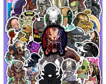 Predator Sticker Sheet – Sci-Fi Movie Fan Art Vinyl Decals 40 designs (4 Full Sheets)