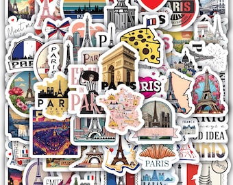 Hoja de pegatinas "París Apasionado", vinilo impermeable para portátiles, 40 diseños (4 hojas)