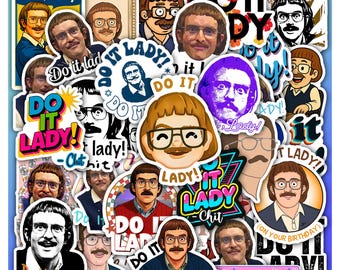Hoja de pegatinas Chit Do It Lady: divertidas pegatinas de vinilo con memes de animales para portátil, 40 diseños (4 hojas).