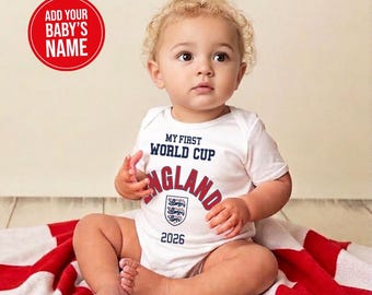 England 2026 World Cup Baby Bodysuit | My First World Cup, Custom Name & Number