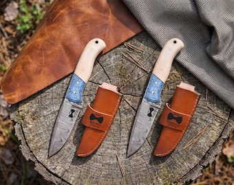 Personalized Damascus Knife Groomsmen Gifts, Engraved Best Man Gift, Groomsmen Proposal Gift, Wedding Gift for Men, Groom Gift, Men gifts