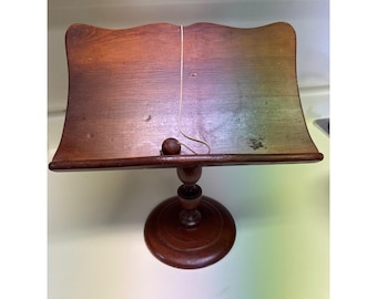 Vintage Wood Tabletop Book Stand Lectern Cookbook Holder Weighted Page Keeper