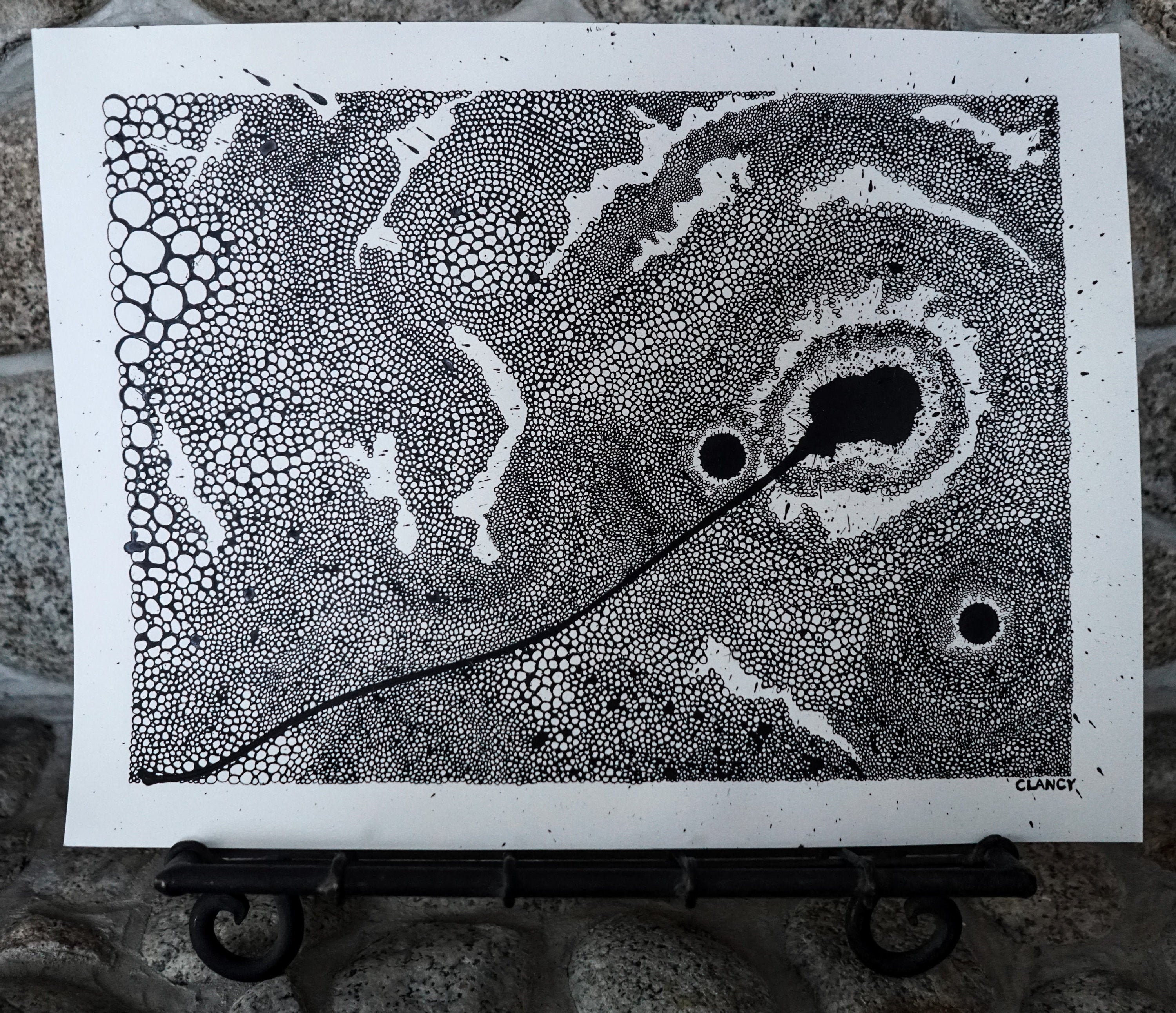 Original Abstract Pen & Ink Drawing Abstract 2 12x16